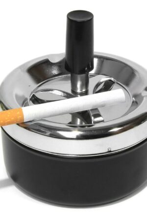 Smoke-King | Spinner Ashtray Chrome & Black | 9cm