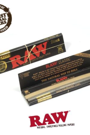 RAW | King Size Slim Rolling Papers | Black | Bundle of 2